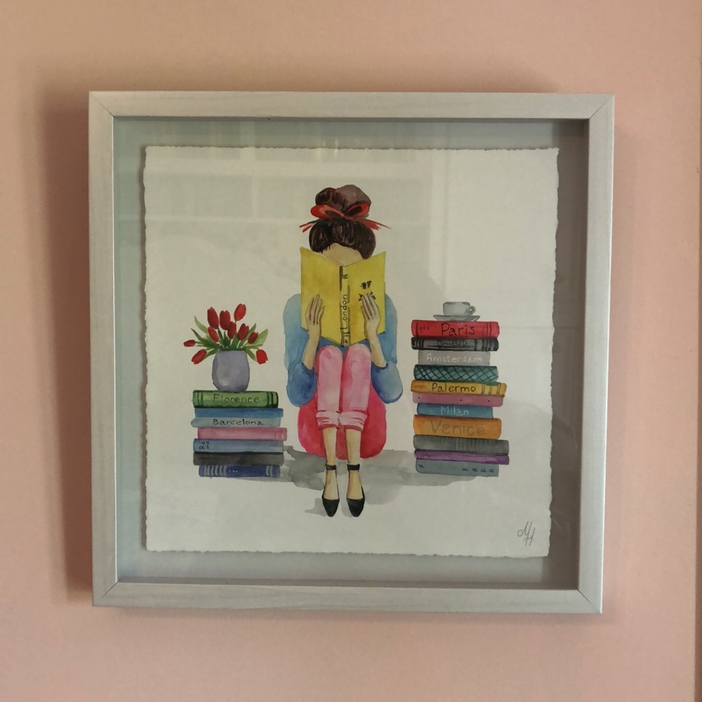 Cute “reading girl” wall art